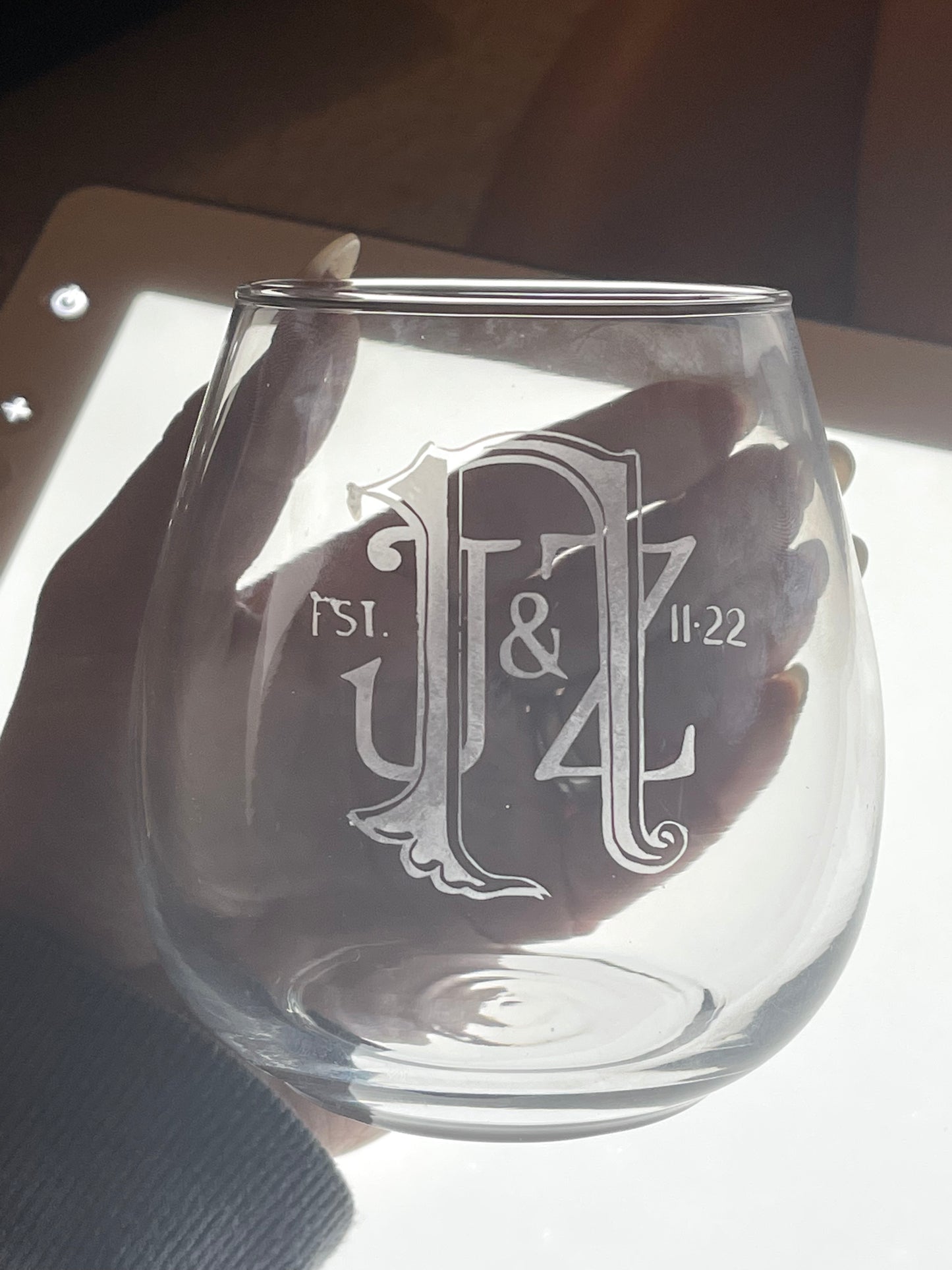 Etched Wine Glasses - Set of 4