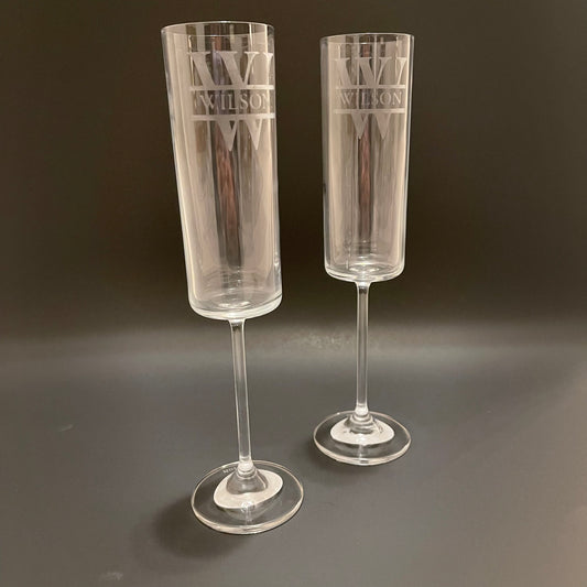 Etched Champagne Flutes - Set of 2