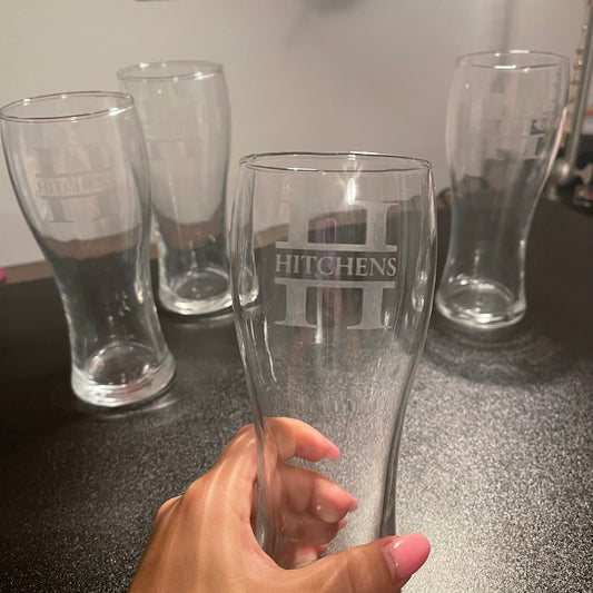 Etched Beer Glasses - Set of 4